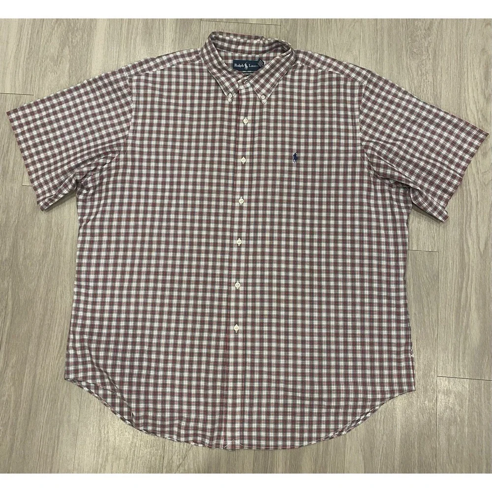 Polo Ralph Lauren Shirt Men 2XL XXL Button Up Plaid Vintage VTG Classic‎ Fit EUC